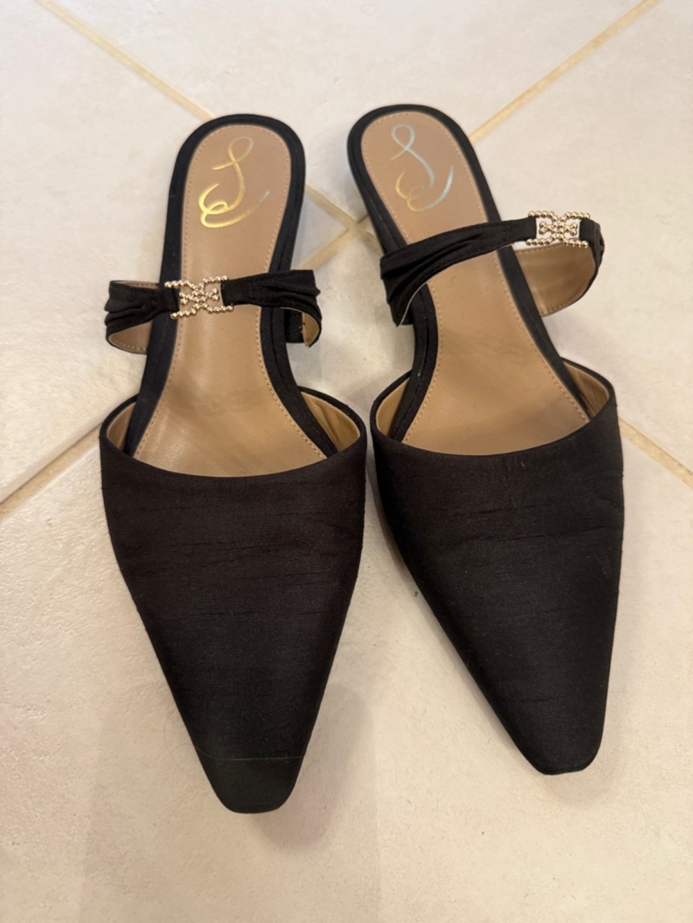 Sam Edelman Elegant Black Slip-On Pointed Toe Mules, 8.5